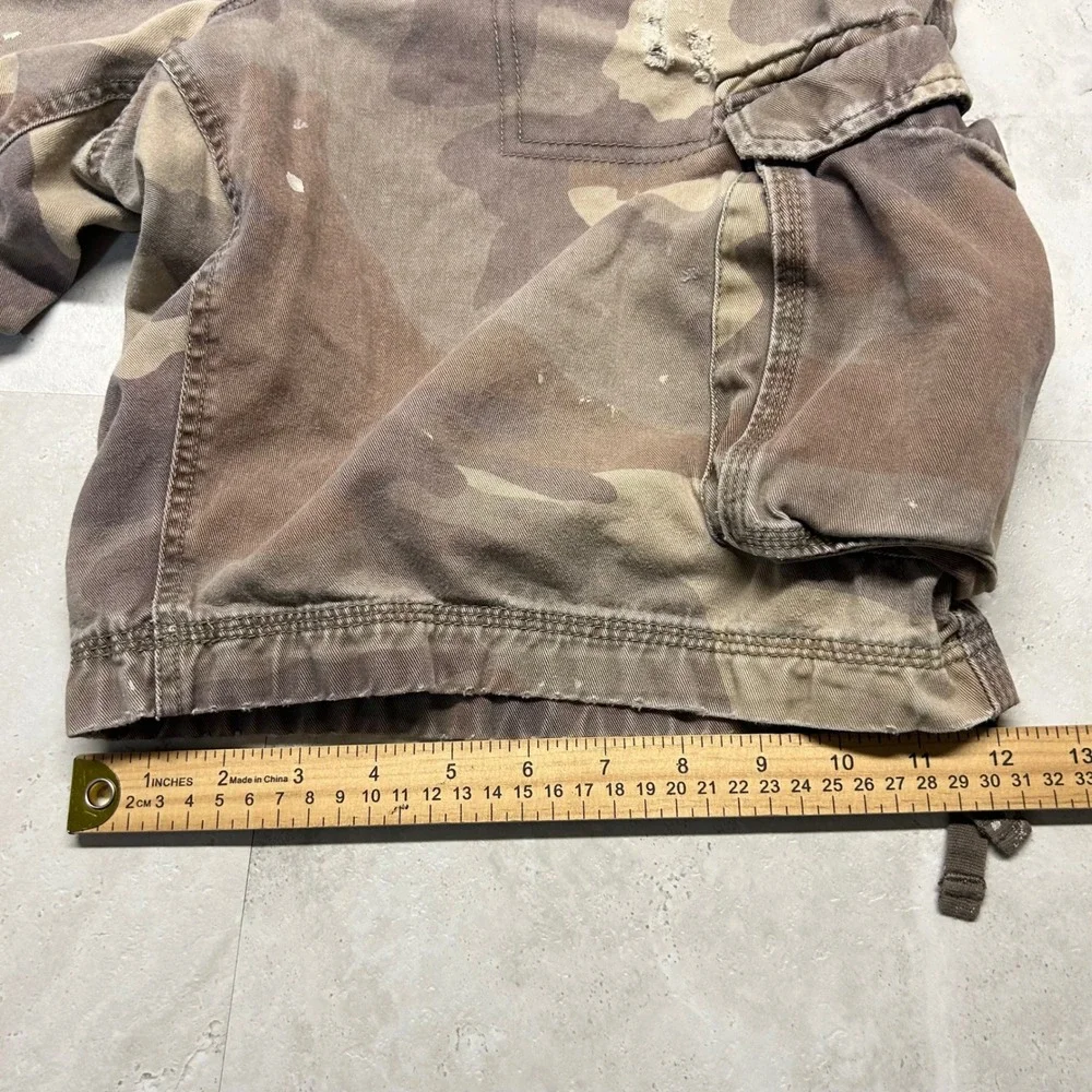 Vintage Y2K Gap Mens 38 Faded Military Surplus Camouflage Cargo Shorts Cotton